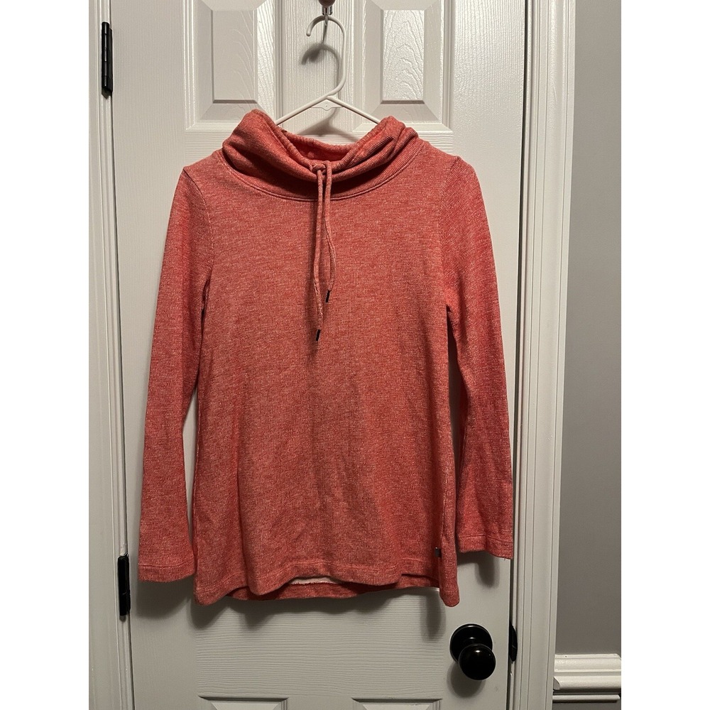 T By Talbots S Petite Sweatshirt Coral Heathered Funnel Neck Pullover
